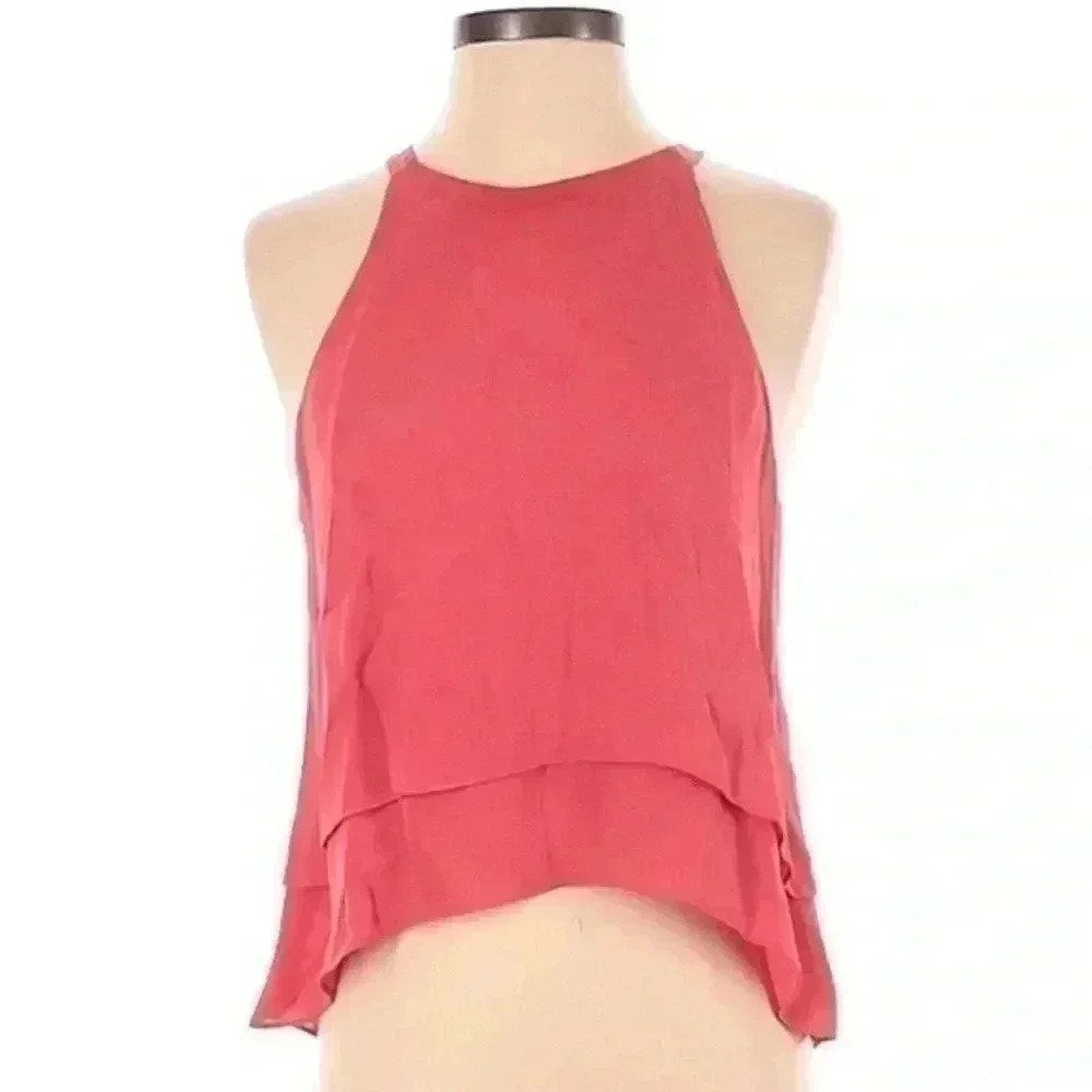 Parker Chic 100% Silk Salmon Sleeveless Top Blouse Women’s Size XS